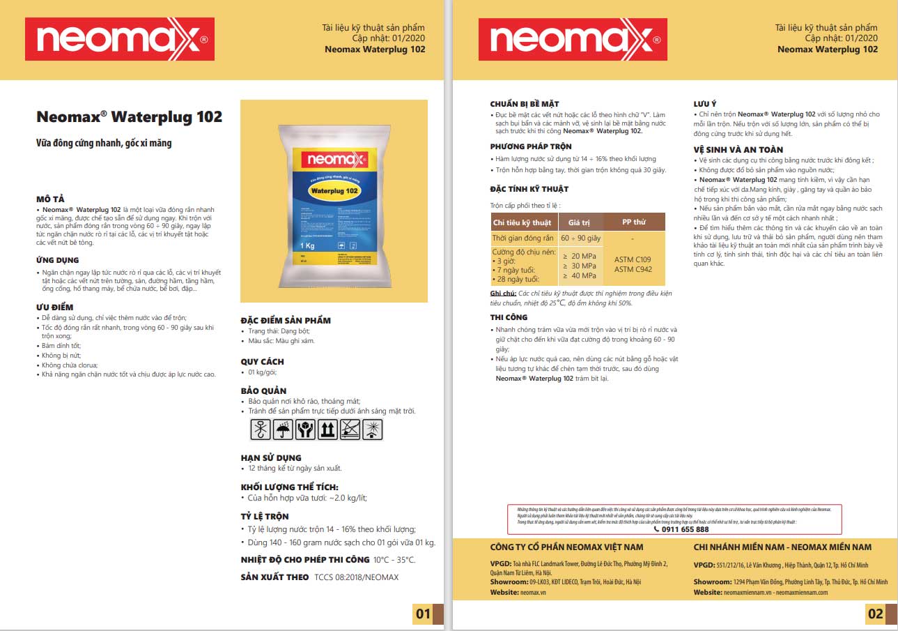 Tài liệu kỹ thuật Neomax Waterplug 102